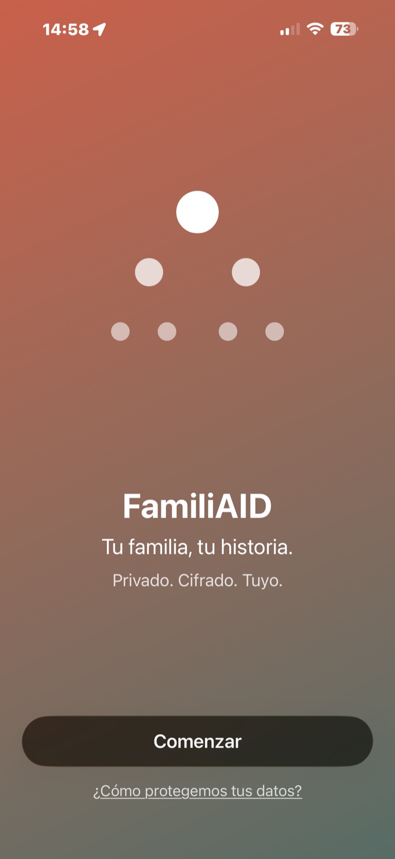 Pantalla de bienvenida