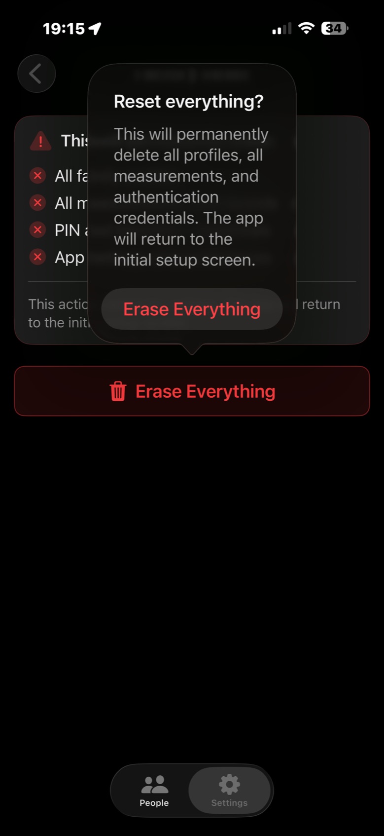 Factory reset confirmation dialog